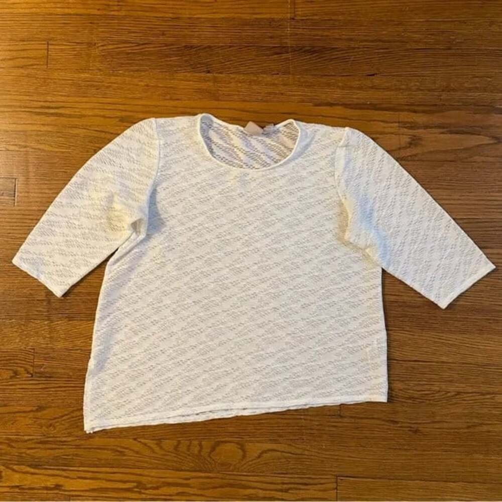 Chico’s Asymmetrical Minimalist Coastal Grandma Sheer White Blouse XL